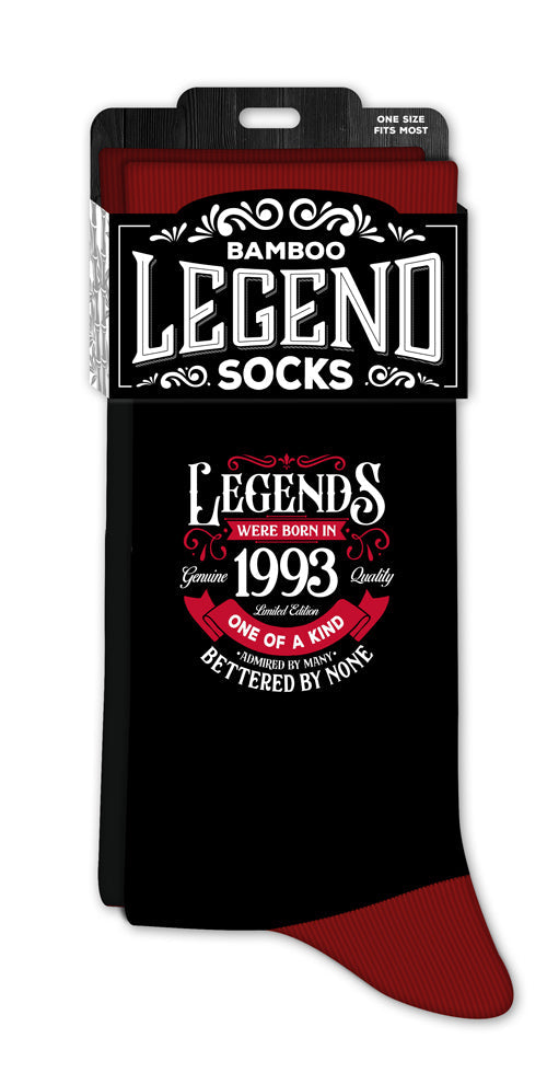 Men’s crew socks featuring 1993 in bold type