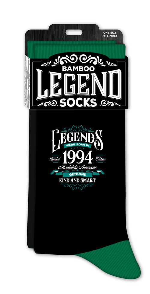 Pair of men’s crew socks with 1994 year print