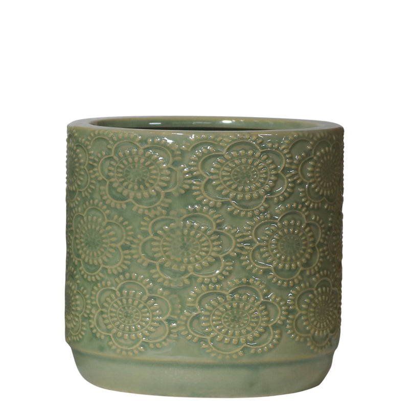 Lacey Grace Pot 13x13cm green small decorative planter for indoor plants, succulents and modern botanical home décor