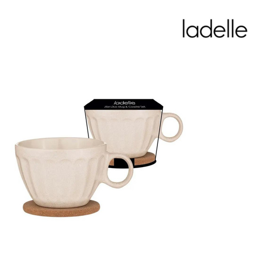 Ronis Ladelle Elan Oatmeal Duo Mug + Coaster Set Hug Mug