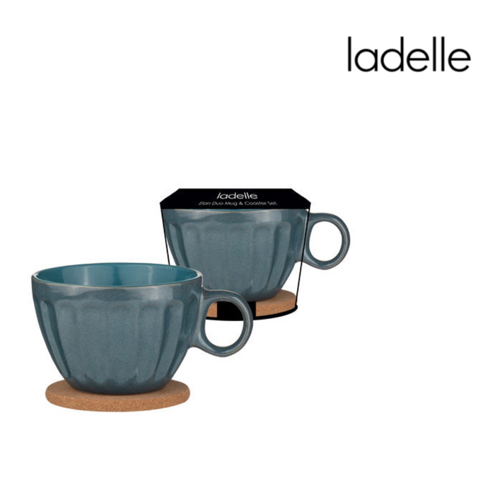 Ladelle Elan Storm Blue Duo Mug + Coaster Set Hug Mug