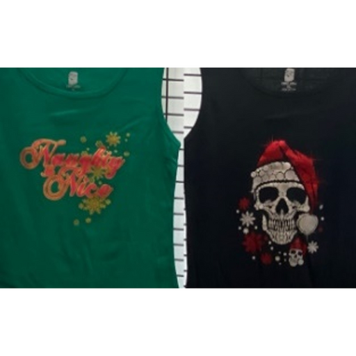 Ronis Ladies Christmas  1x1 Rib Singlet 2 Asstd