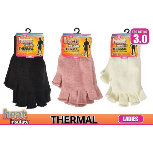 Ladies heat insulated thermal fingerless gloves in assorted colours, warm winter gloves designed for typing and texting with free fingertips