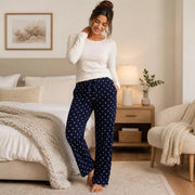 Ladies PJ lounge pants with pockets in assorted designs, offering soft, cosy comfort for sleep and relaxing at home. – thumbnail