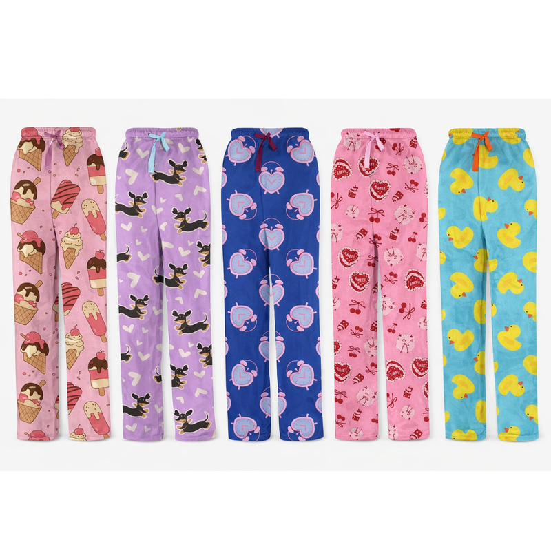 Ladies PJ lounge pants with pockets in assorted Design 4 styles for cosy home comfort.