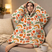 Ladies Snuggy Sherpa hoodie in assorted printed designs, featuring ultra-soft sherpa fleece for warm, cosy winter comfort at home. – thumbnail