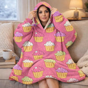 Ladies Snuggy Sherpa hoodie in assorted printed designs, featuring ultra-soft sherpa fleece for warm, cosy winter comfort at home. – thumbnail