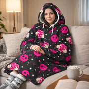 Ladies Snuggy Sherpa hoodie in assorted printed designs, featuring ultra-soft sherpa fleece for warm, cosy winter comfort at home. – thumbnail