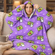 Ladies Snuggy Sherpa hoodie in assorted printed designs, featuring ultra-soft sherpa fleece for warm, cosy winter comfort at home. – thumbnail