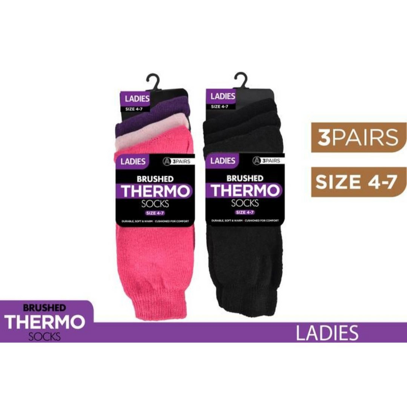 Ladies thermal socks one pair in assorted colours for winter warmth