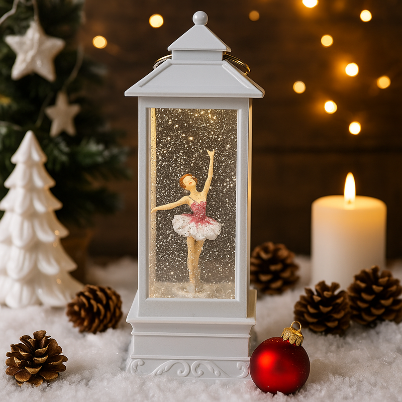 White Ballerina Lantern decoration with tutu design for ballet-themed party or room decor