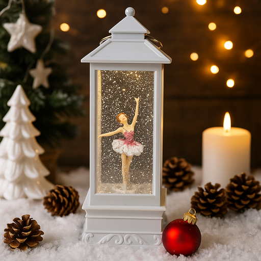 White Ballerina Lantern decoration with tutu design for ballet-themed party or room decor
