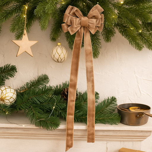Large Bow 33x110cm Champagne for elegant Christmas and holiday décor