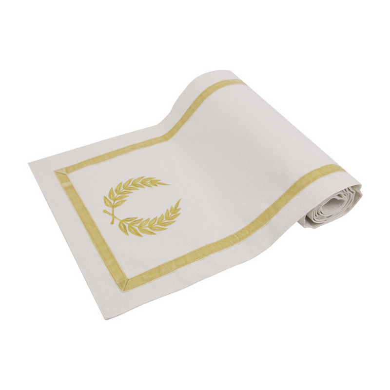 Ronis Laurel Leaf Embroidered Table Runner 33x180cm
