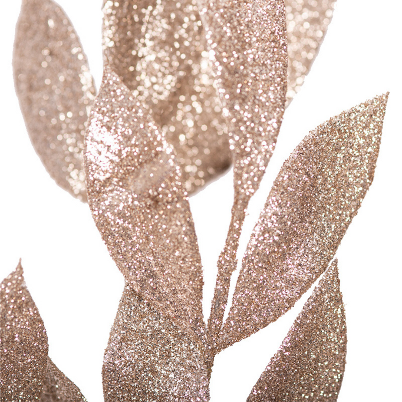 Champagne and silver 64cm laurel leaf stem for Christmas tree and wreath decoration