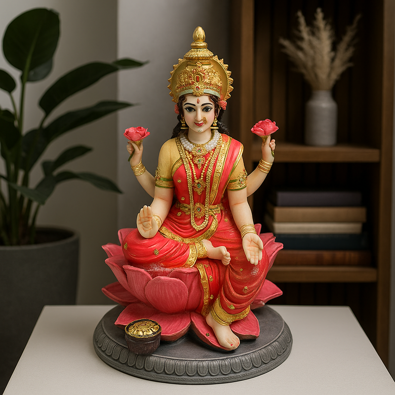 Laxmi Ganesh Idol Statue – 15.5x15.5x23cm Decorative Religious Figurine