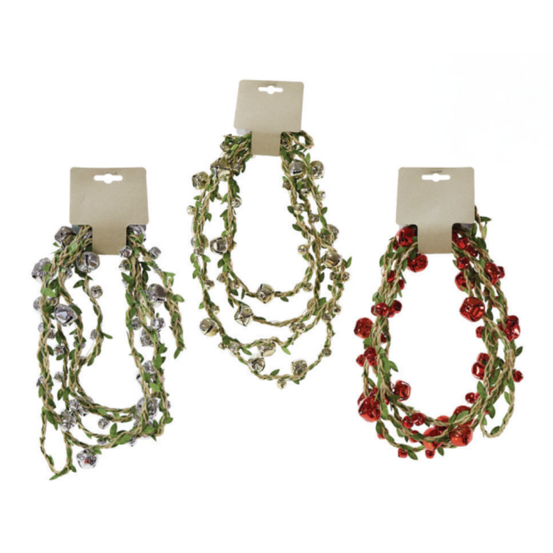 Ronis Leafy Jingle Bells Garland 250cm Assorted