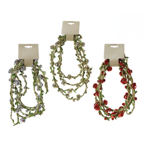 Ronis Leafy Jingle Bells Garland 250cm Assorted