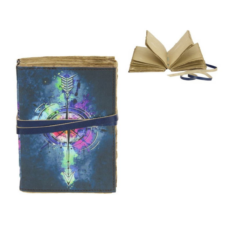 Ronis Leather Printed Leather Journal with Compass Design 18x13cm