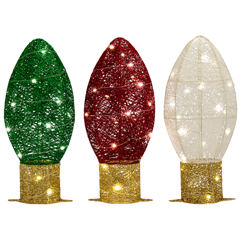 Ronis Led Glitter Thread Lightbulbs 3Pc Flash