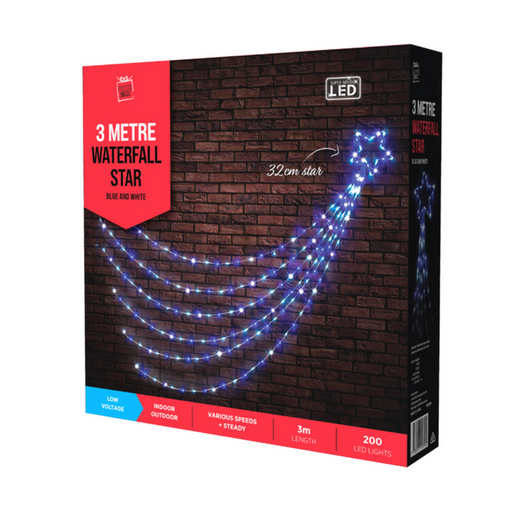 Ronis Led Waterfall Star 3M 200L Blue-White