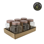 Ronis Lemon and Lim Modena Glass Jar Square Rose Gold Lid 475pk 6pk – thumbnail