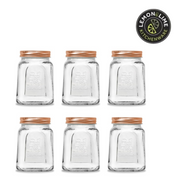 Ronis Lemon and Lim Modena Glass Jar Square Rose Gold Lid 475pk 6pk – thumbnail