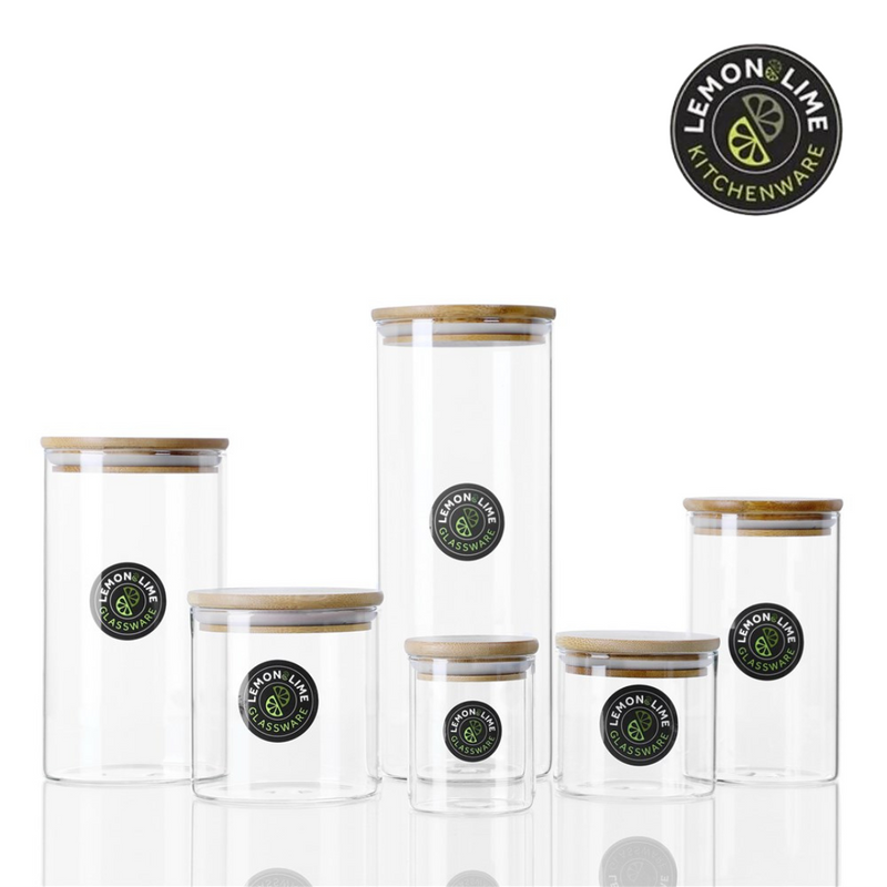 Ronis Lemon and Lime Camden Glass Jar Bamboo Lid 1.2L