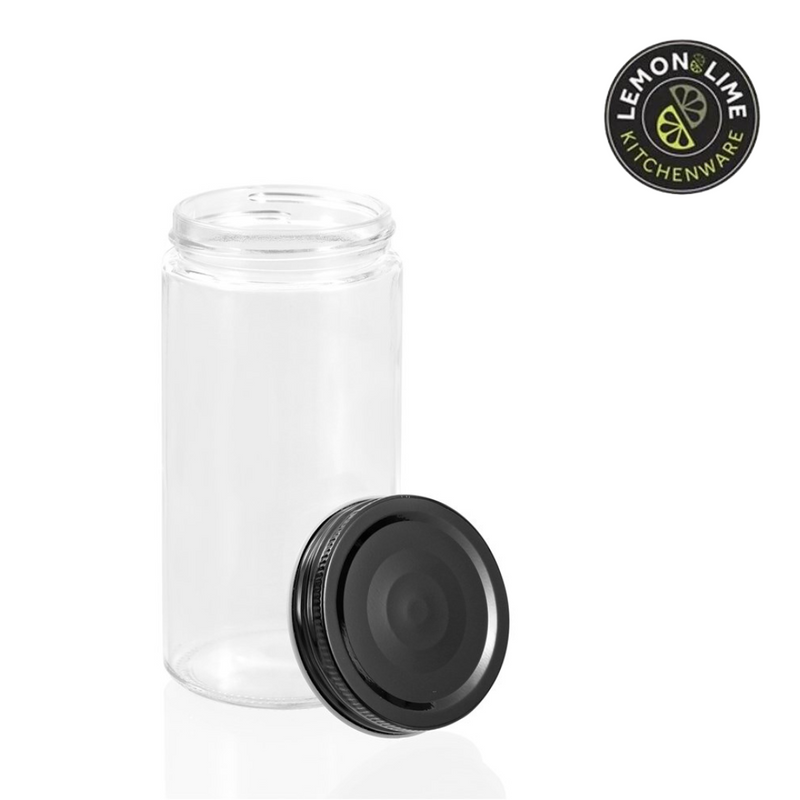 Ronis Lemon and Lime Capri Glass Preserve Jar Black Lid 500ml 6pk