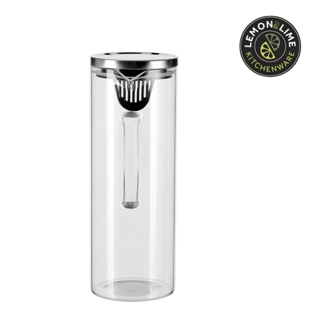 Lemon and Lime Glass Water Jug with Stainless Steel Lid 1.8L