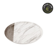 Ronis Lemon and Lime Matte Melamine Round Platter Endwood Marble 35cm – thumbnail
