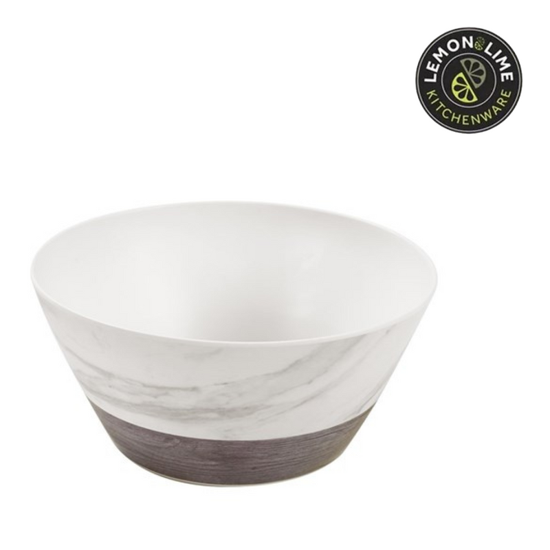 Ronis Lemon and Lime Matte Melamine Salad Bowl Endwood Marble 25cm