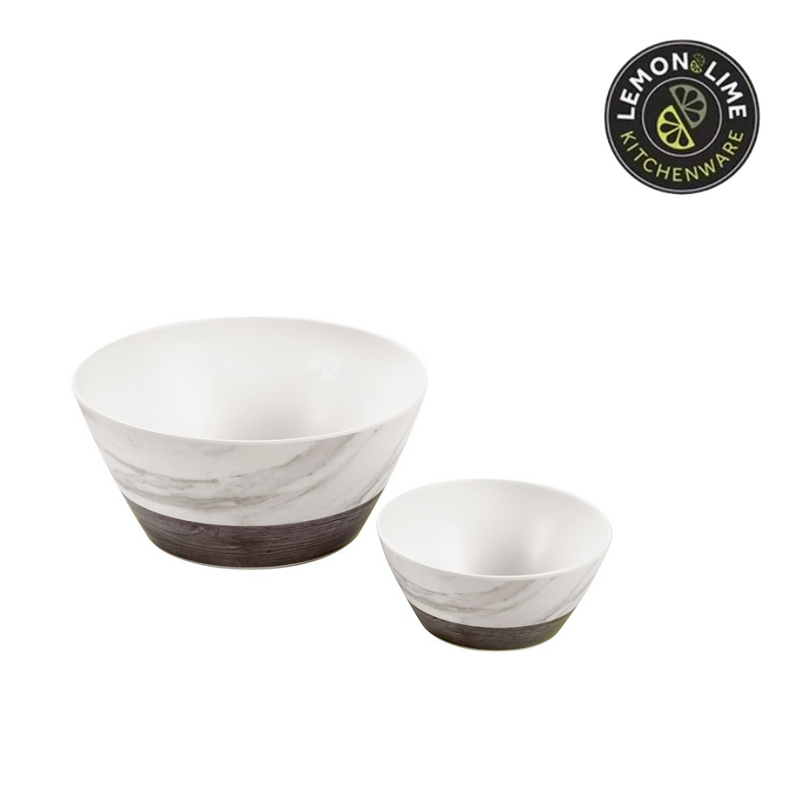 Ronis Lemon and Lime Matte Melamine Salad Bowl Endwood Marble 25cm