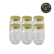 Lemon and Lime Roma Glass Conserve Jars Tray Gold Lids 10x10x17cm 1L 6pk – thumbnail