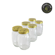 Lemon and Lime Roma Glass Conserve Jars Tray Gold Lids 10x10x17cm 1L 6pk – thumbnail