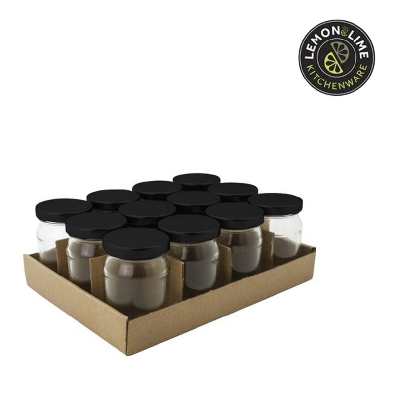Ronis Lemon and Lime Verona Glass Jar Black Lid 150ml 12pk