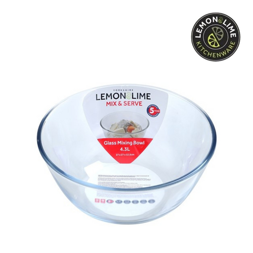 Ronis Lemon and Lime Yorkshire Glass Bakeware Mixing Bowl 4.3L 27x27x12.5cm