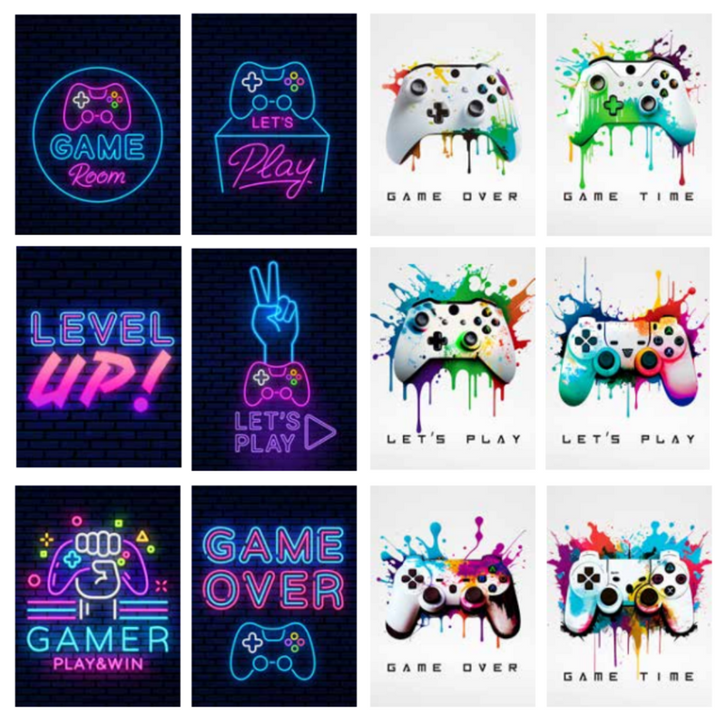 Ronis Level Up Gamer Canvases 30x40cm Assorted