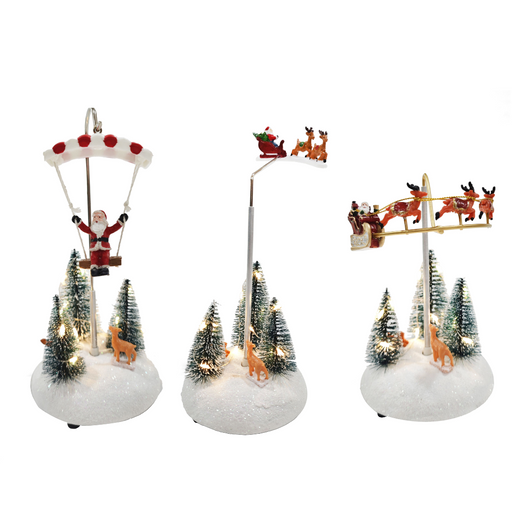 Ronis Light Up Forest Aerial Santa Scene Battery Operated Assorted