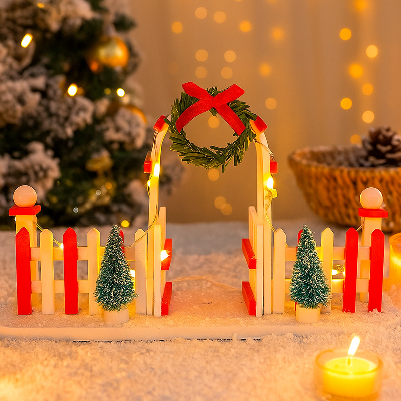 Light Up Gate Arch with Bristle 19cm LED Christmas tabletop decoration