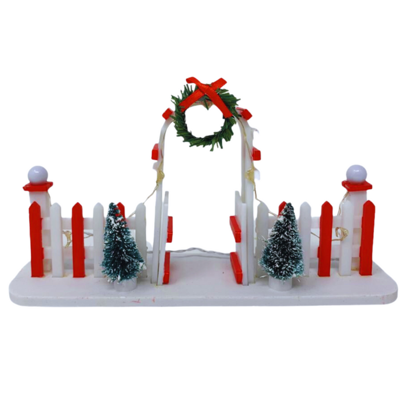 Light Up Gate Arch with Bristle 19cm LED Christmas tabletop decoration