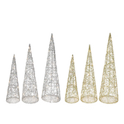 Ronis Light Up Glitter Wire Cone Tree 3Pc Set Assorted