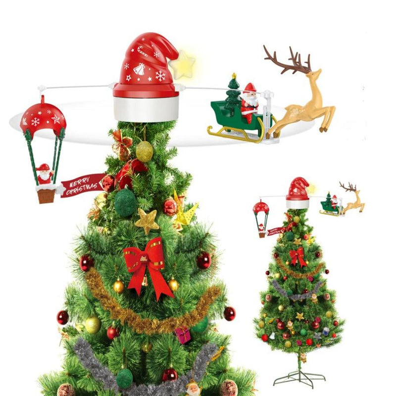 Light Up Musical Tree Topper Flying Santa with LED lights and festive melodies