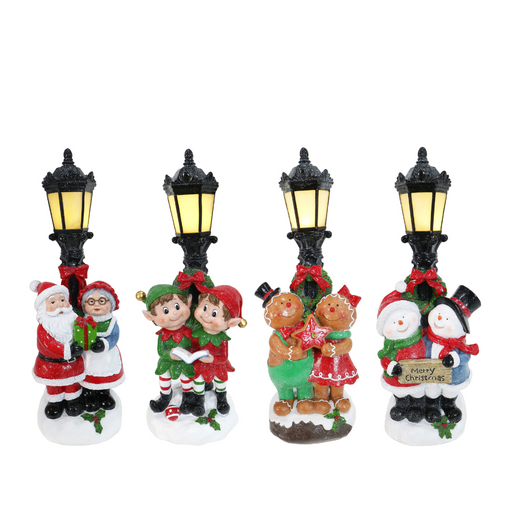 Ronis Light Up Street Lamp Two Figure Scene 36cm Assorted