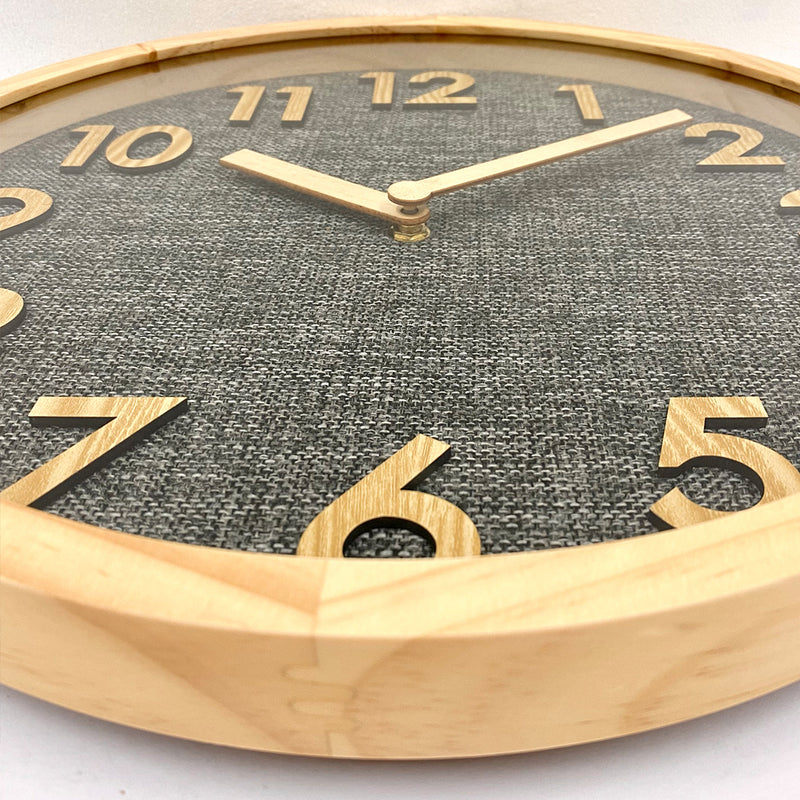 Ronis Linen Dial Wooden Wall Clock 35x35x3cm Natural