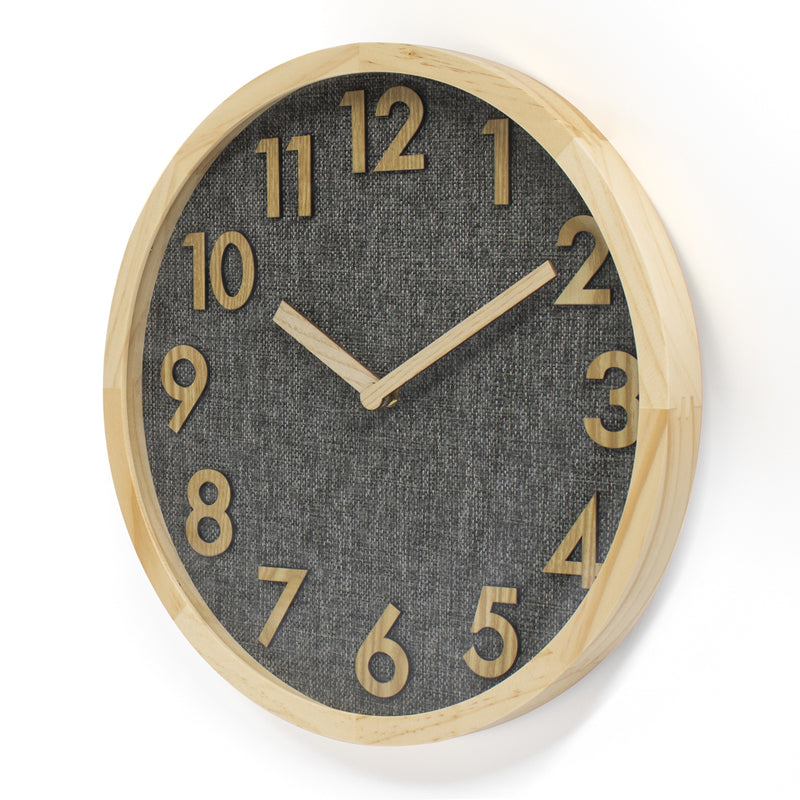 Ronis Linen Dial Wooden Wall Clock 35x35x3cm Natural