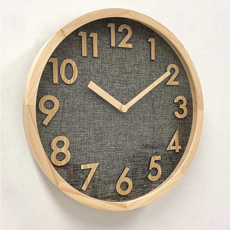 Ronis Linen Dial Wooden Wall Clock 35x35x3cm Natural