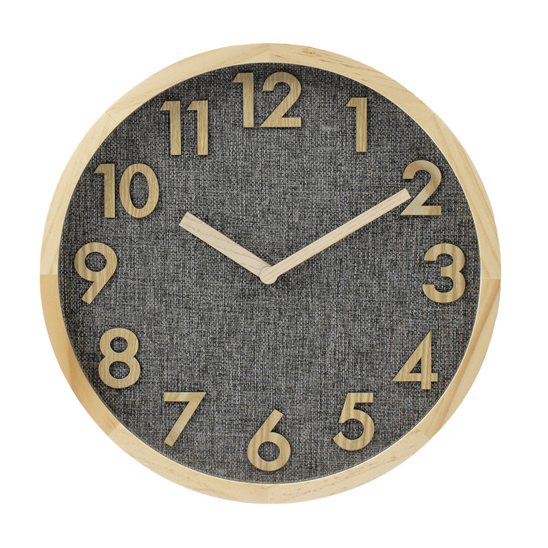 Ronis Linen Dial Wooden Wall Clock 35x35x3cm Natural
