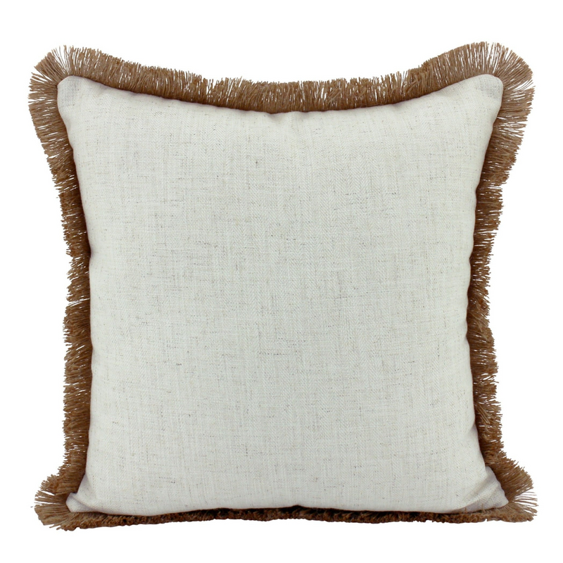 Ronis Linen Fringe Cushion 45x45cm Beige