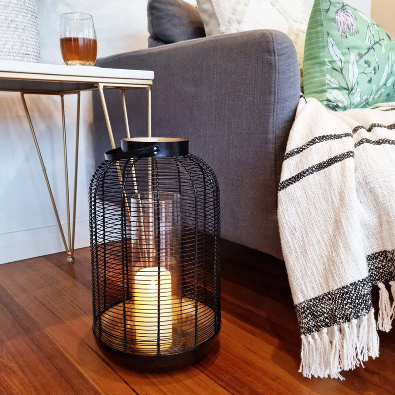 Ronis Lorne Lantern Black and Gold 25x12.5x42cm